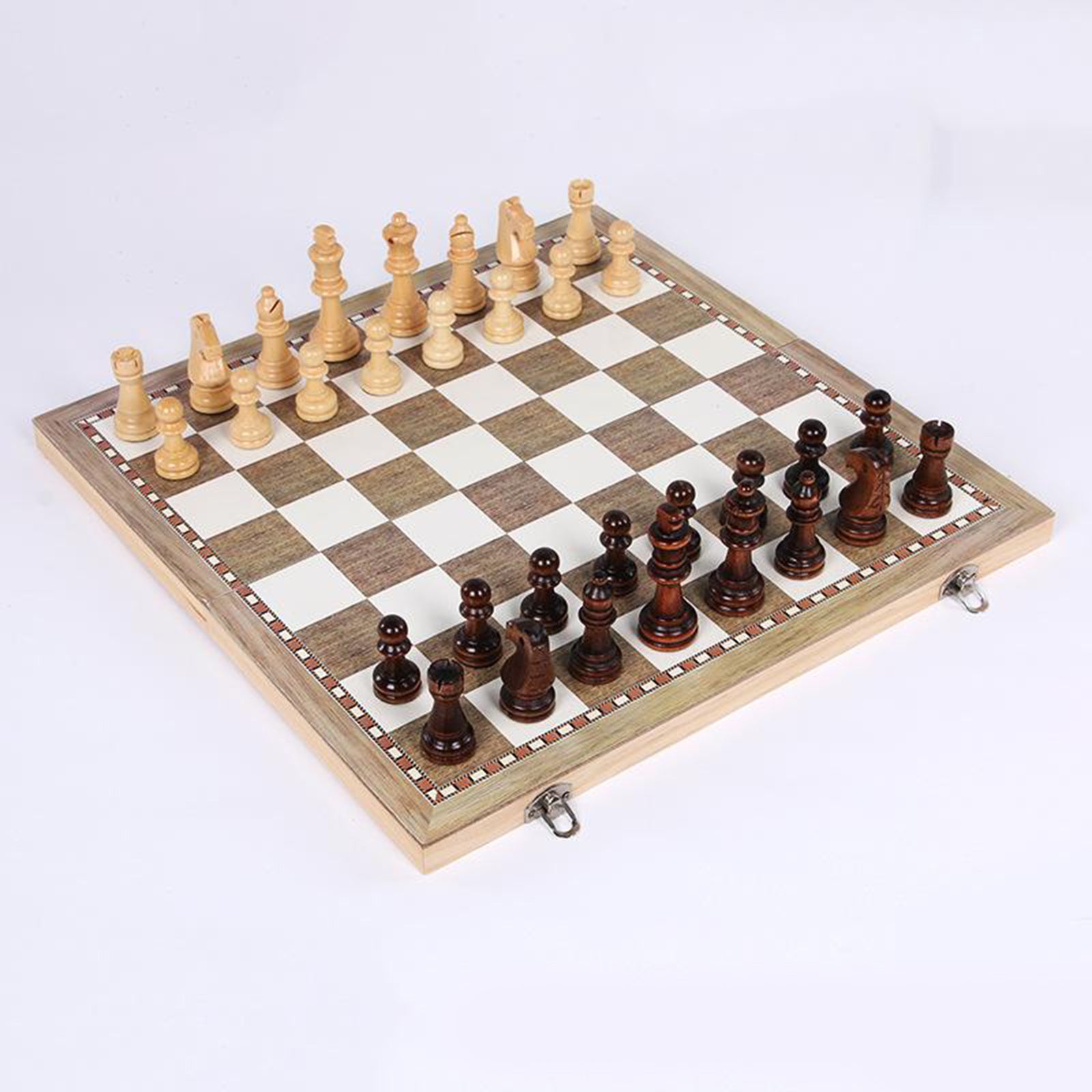 3-in-1 Wooden Folding Chess Board Game Travel Set for Kids Teens Adults Gift