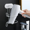 Wall Mount Hair Dryer Holder Storage Punch-free Stand Rack Home Salon White