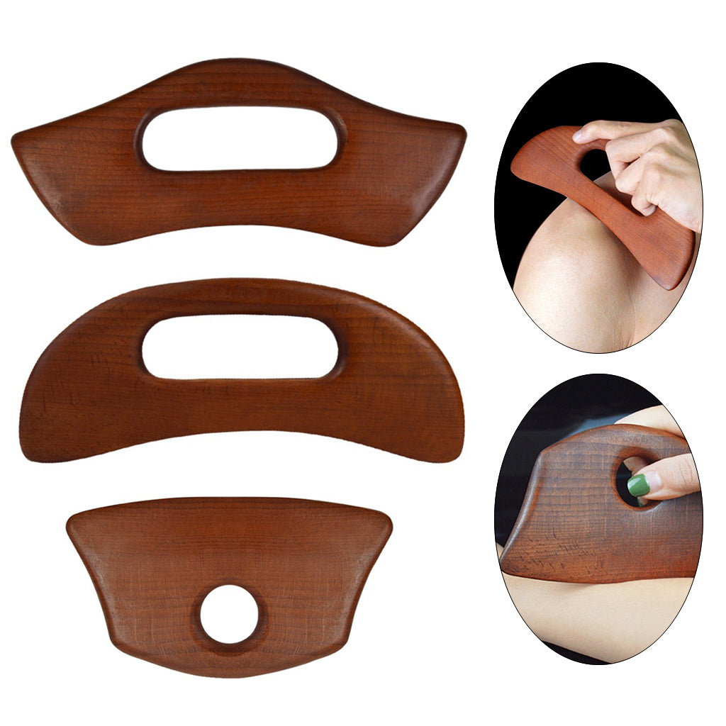 Carbonized Wooden Massage Scraping Tool Gua sha Stick for Neck Shoulder A