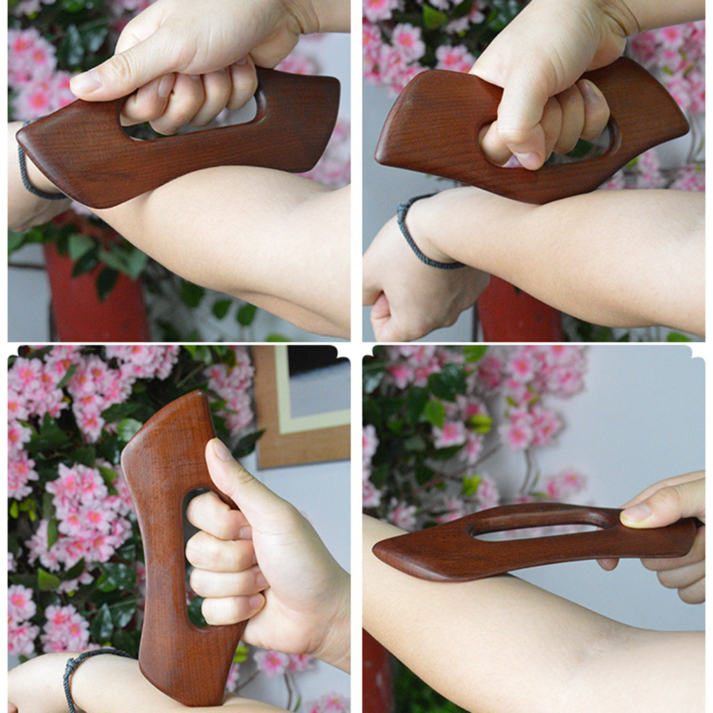 Carbonized Wooden Massage Scraping Tool Gua sha Stick for Neck Shoulder A