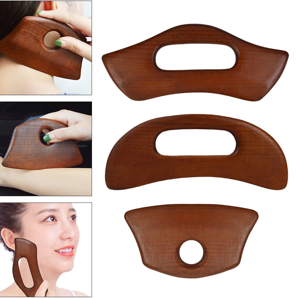 Carbonized Wooden Massage Scraping Tool Gua sha Stick for Neck Shoulder A