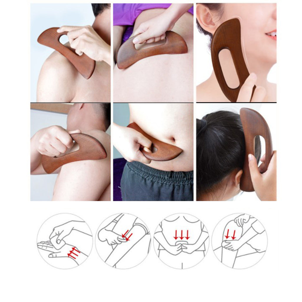 Carbonized Wooden Massage Scraping Tool Gua sha Stick for Neck Shoulder C