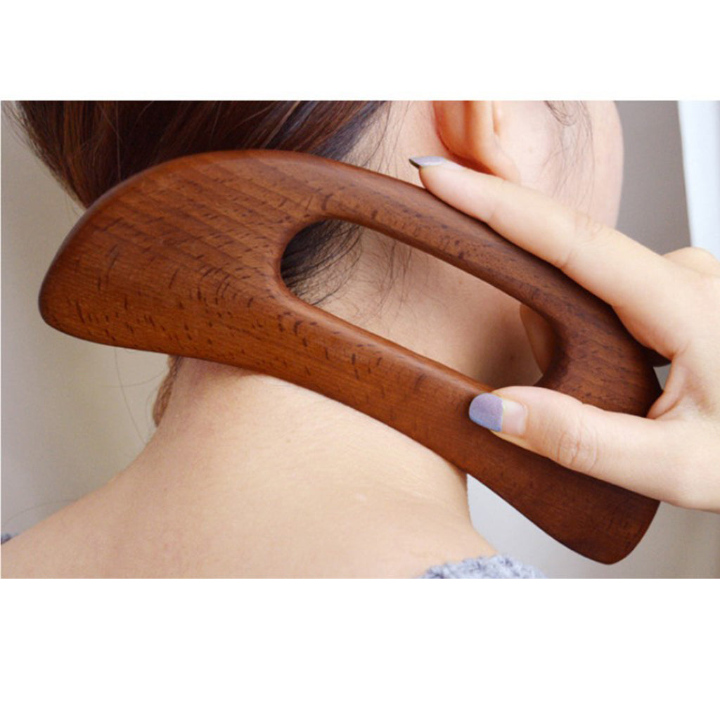 Carbonized Wooden Massage Scraping Tool Gua sha Stick for Neck Shoulder C