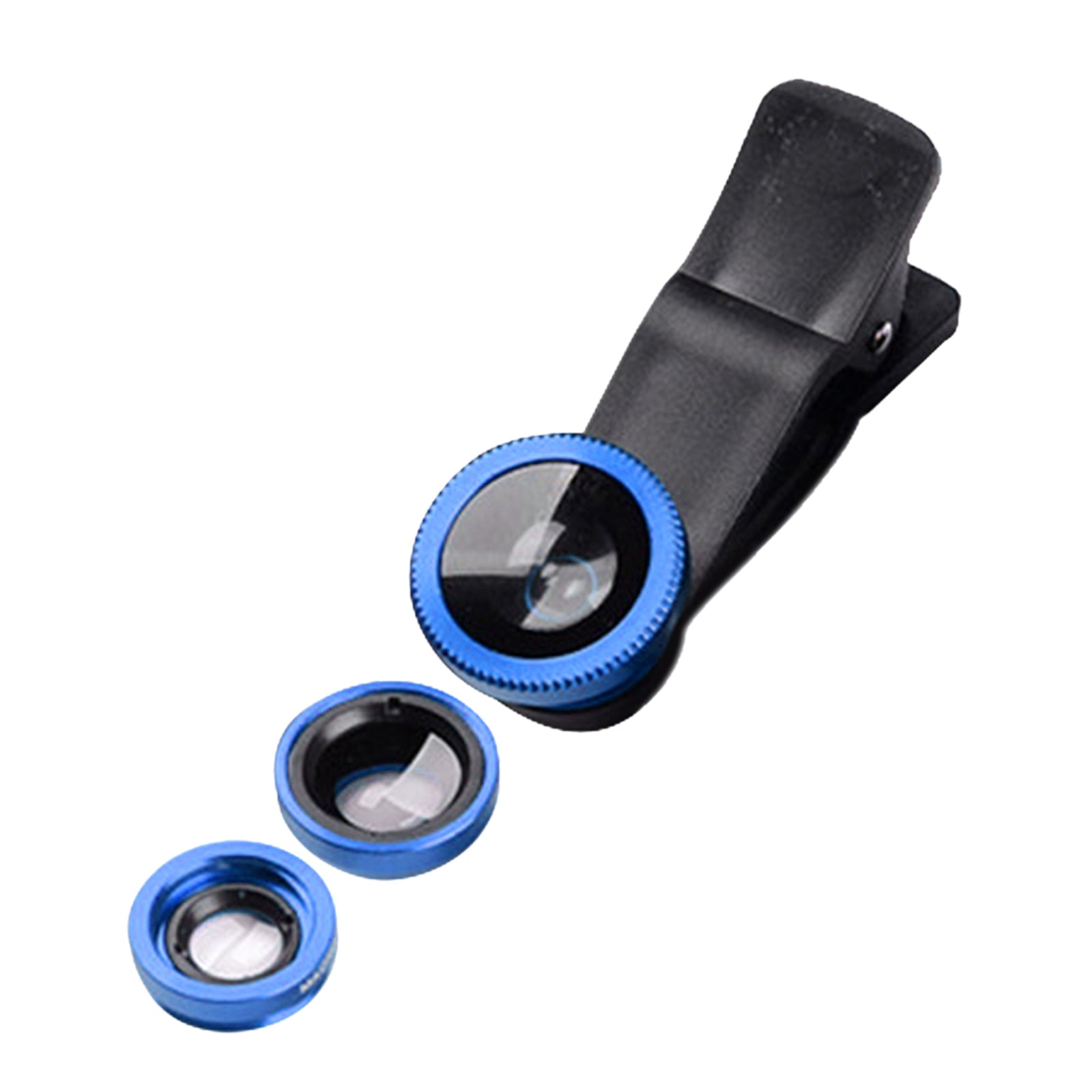 3 in 1 Phone Lens Clip-On Fisheye Lens Wide Angle Lens Macro Lens Blue