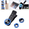 3 in 1 Phone Lens Clip-On Fisheye Lens Wide Angle Lens Macro Lens Blue