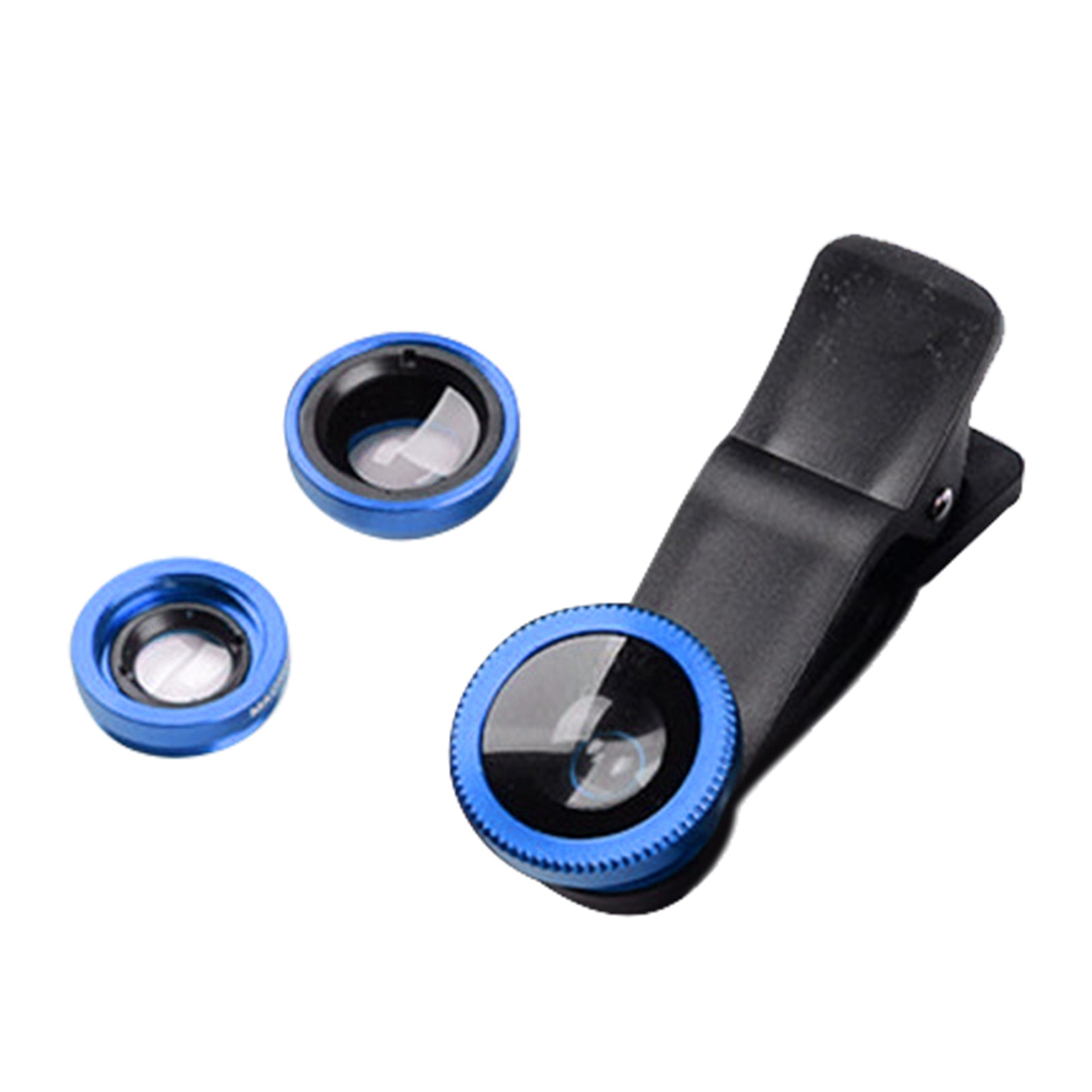 3 in 1 Phone Lens Clip-On Fisheye Lens Wide Angle Lens Macro Lens Blue