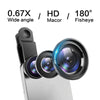 3 in 1 Phone Lens Clip-On Fisheye Lens Wide Angle Lens Macro Lens Blue