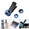 3 in 1 Phone Lens Clip-On Fisheye Lens Wide Angle Lens Macro Lens Blue