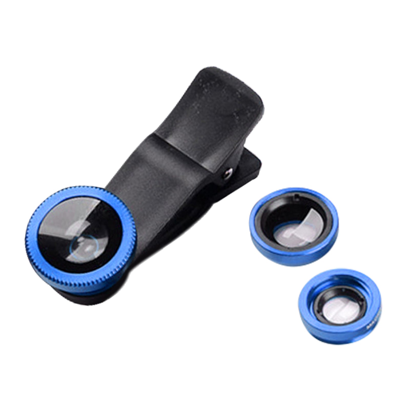 3 in 1 Phone Lens Clip-On Fisheye Lens Wide Angle Lens Macro Lens Blue