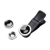 3 in 1 Phone Lens Clip-On Fisheye Lens Wide Angle Lens Macro Lens Silver