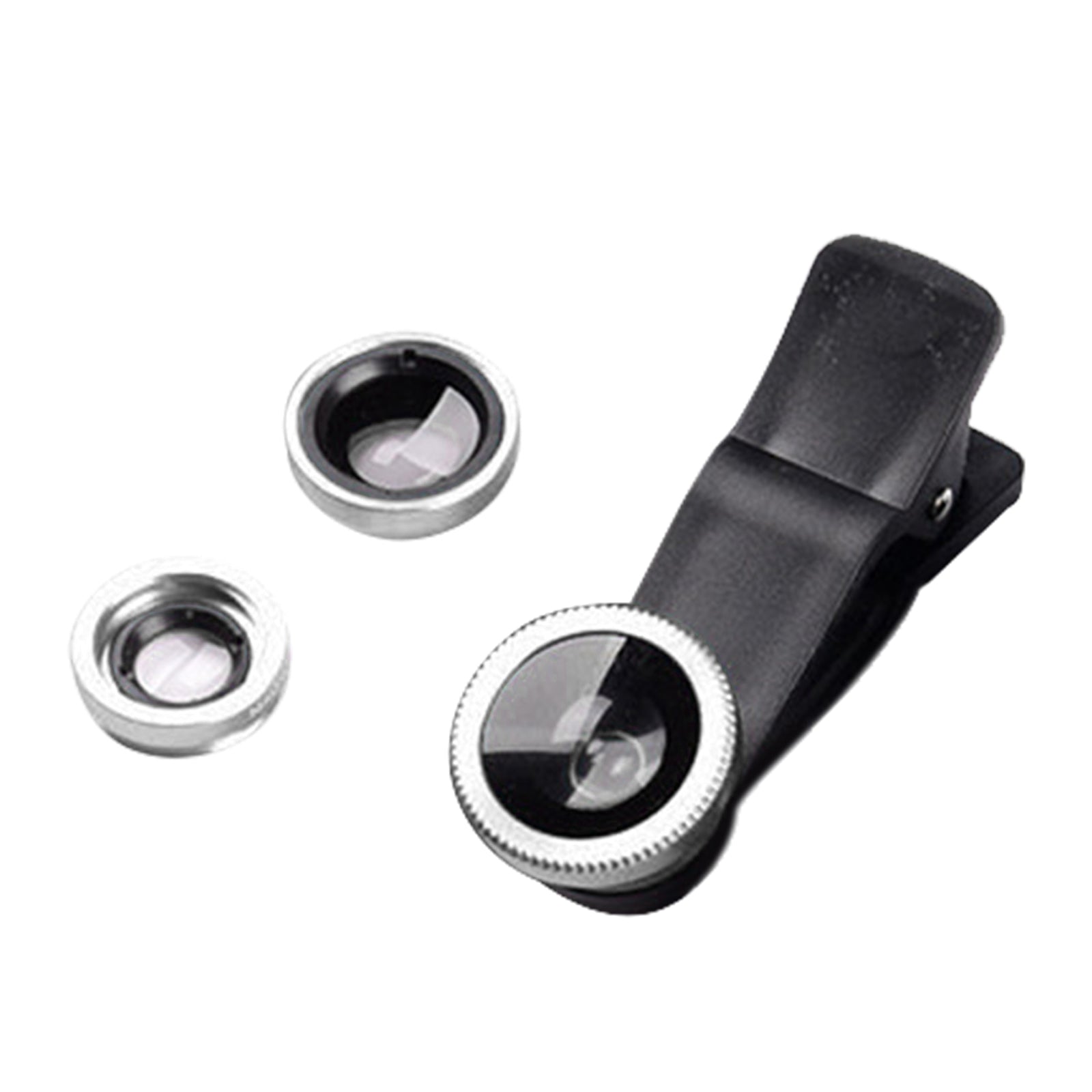 3 in 1 Phone Lens Clip-On Fisheye Lens Wide Angle Lens Macro Lens Silver