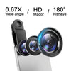 3 in 1 Phone Lens Clip-On Fisheye Lens Wide Angle Lens Macro Lens Silver