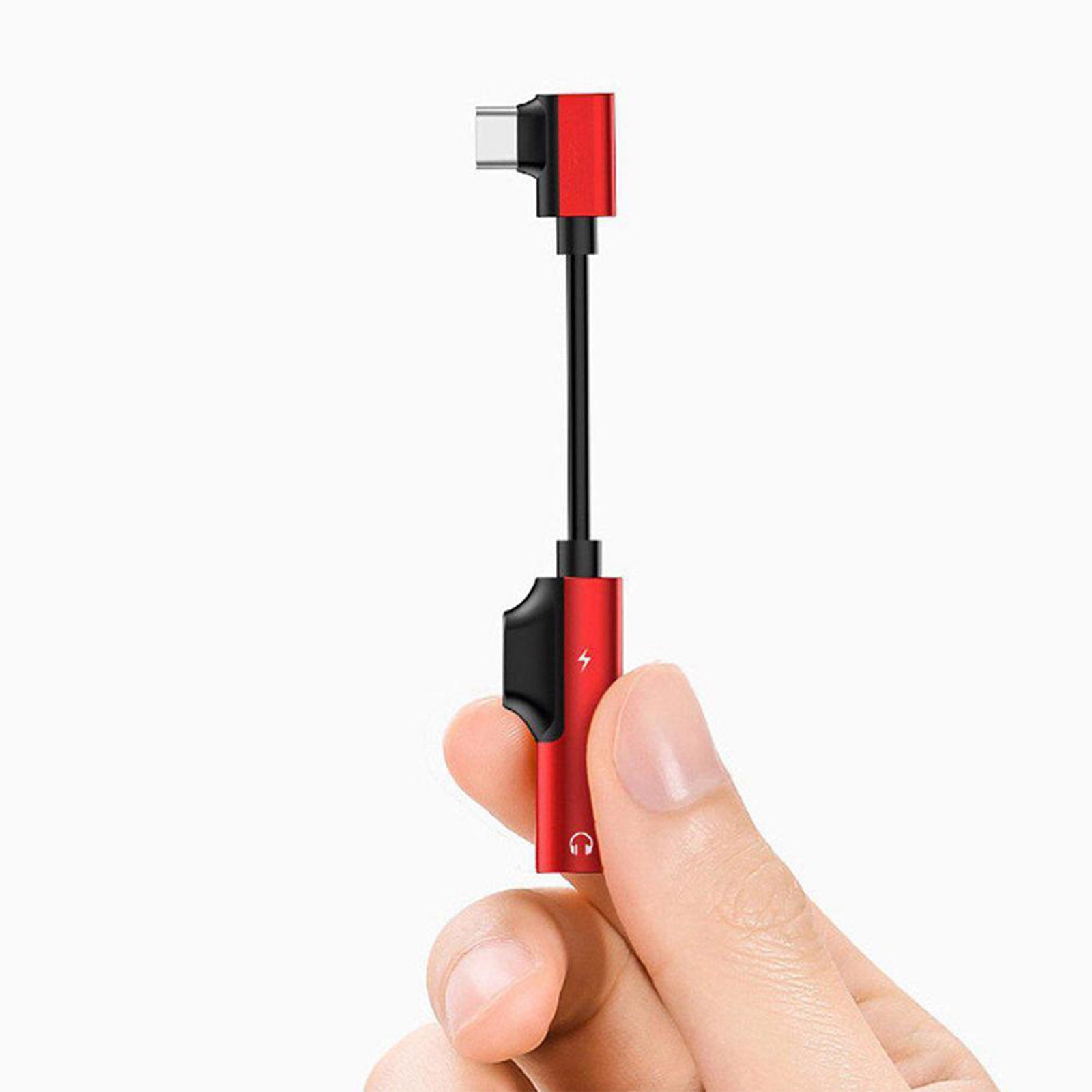 2-in-1 USB-C PD Headphone Jack Adapter for Aux Stereo Earphones red