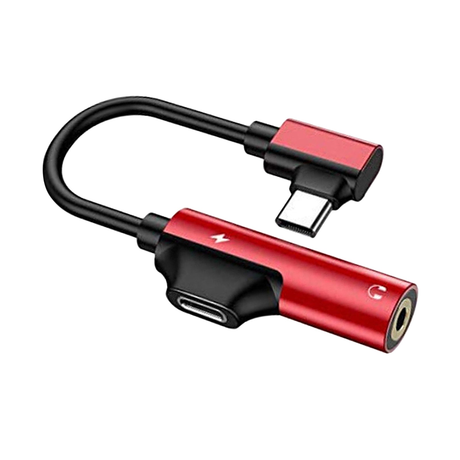 2-in-1 USB-C PD Headphone Jack Adapter for Aux Stereo Earphones red