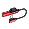 2-in-1 USB-C PD Headphone Jack Adapter for Aux Stereo Earphones red