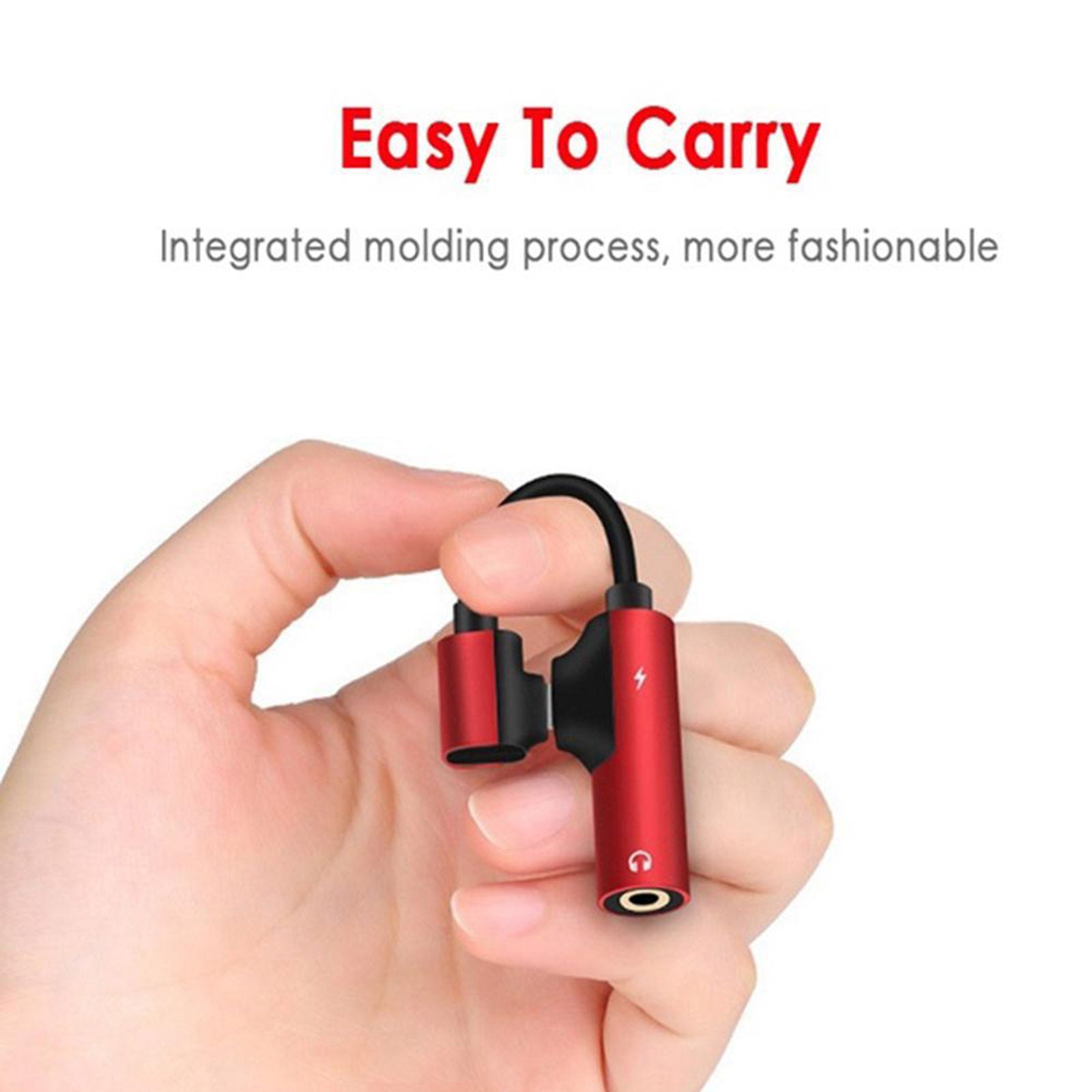 2-in-1 USB-C PD Headphone Jack Adapter for Aux Stereo Earphones red