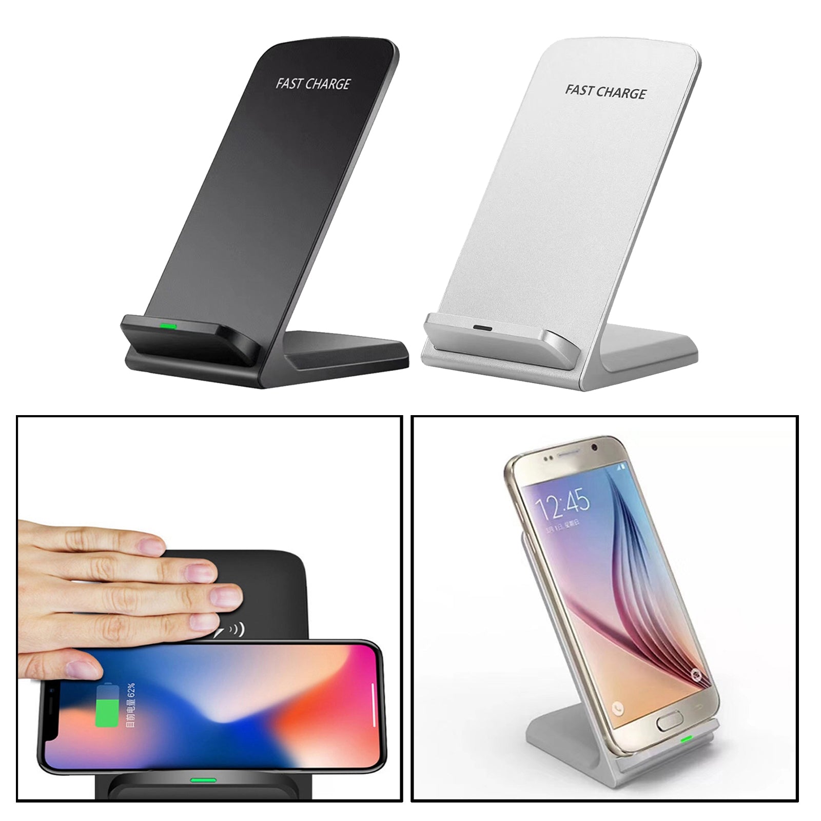 10W Wireless Fast Charger Charging Stand for iPhone XS Max/XR/X/8/11 Black