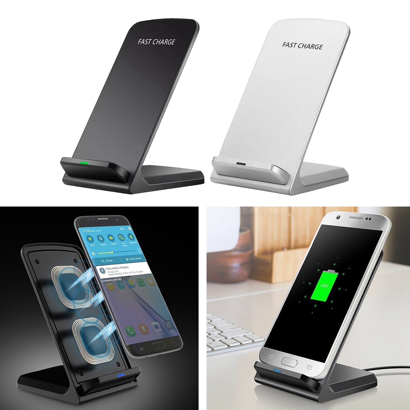 10W Wireless Fast Charger Charging Stand for iPhone XS Max/XR/X/8/11 Black