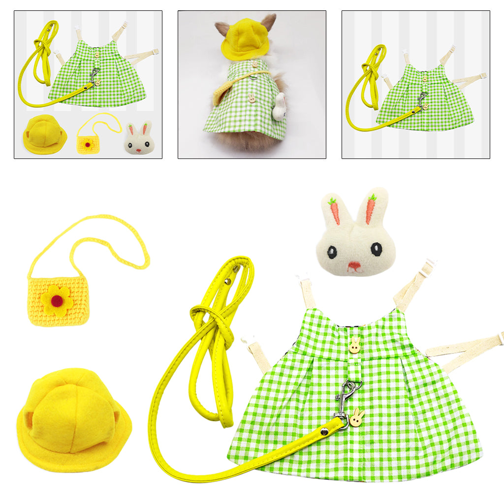 Pet Dress Set Rabbit Vest Costume Clothes Daily Fashion Outfit Green_S