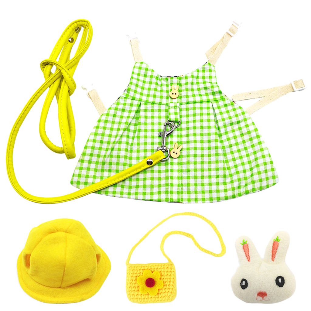 Pet Dress Set Rabbit Vest Costume Clothes Daily Fashion Outfit Green_S