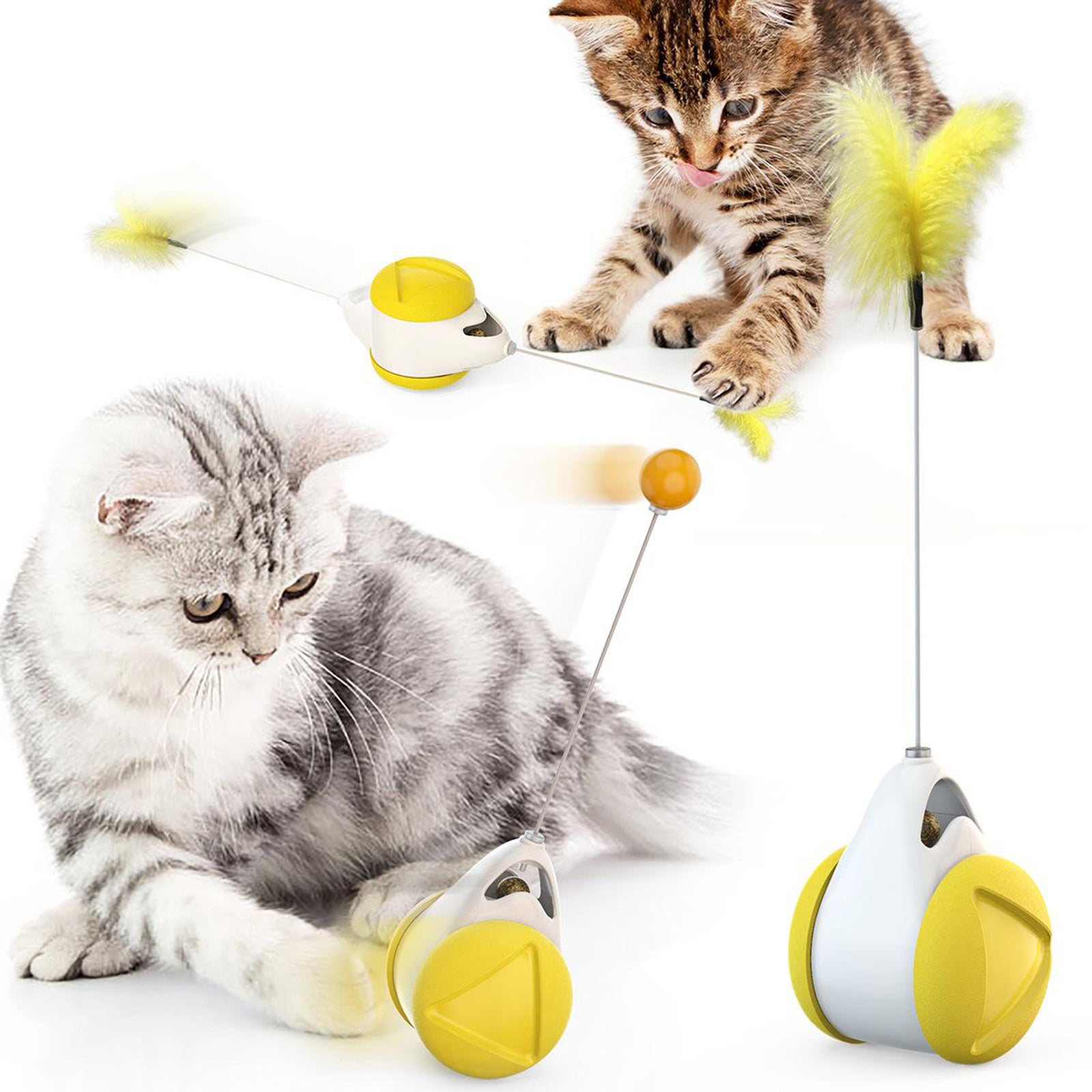 Balanced Car Chasing Pet Toy Self Interactive Cat Toy with Catnip Yellow