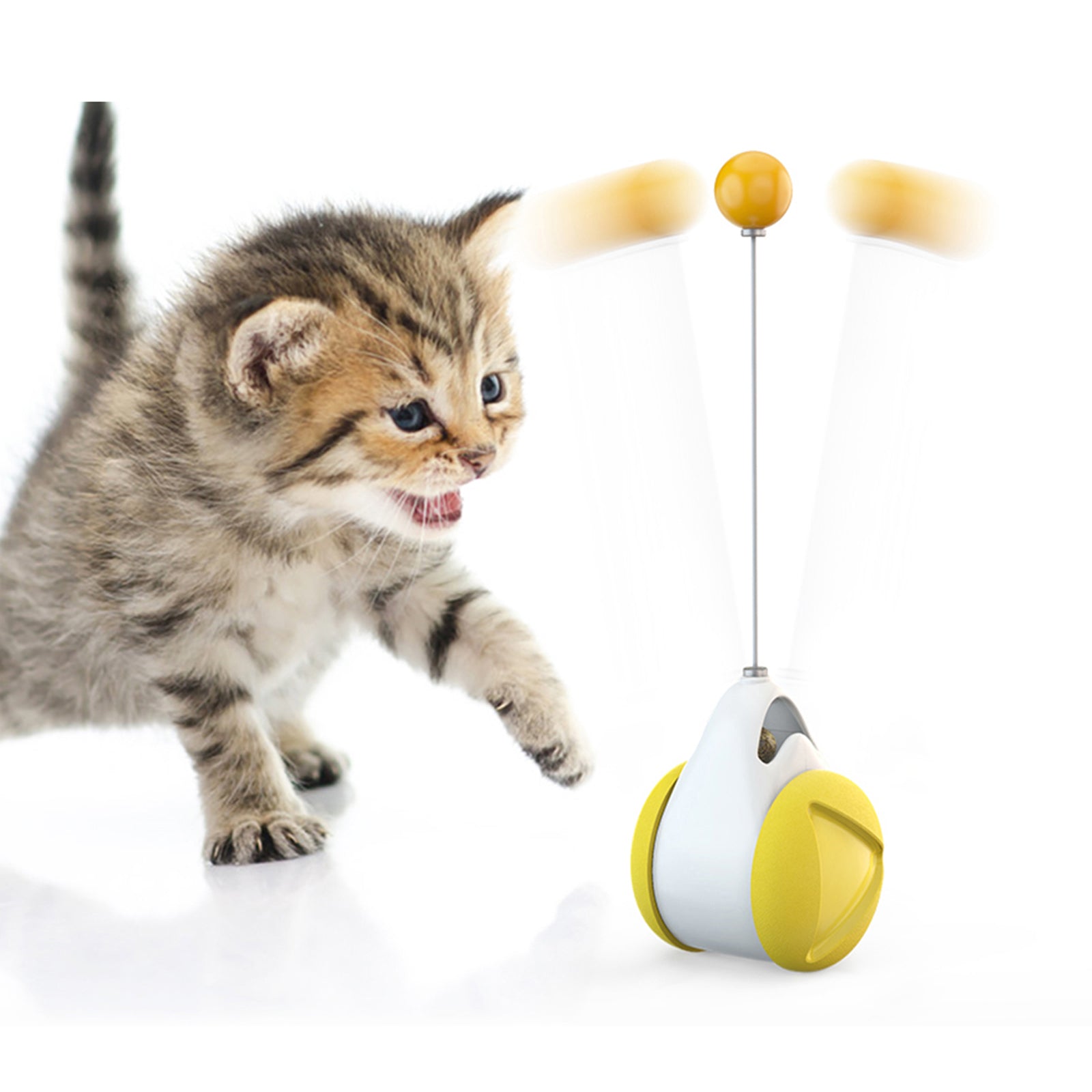 Balanced Car Chasing Pet Toy Self Interactive Cat Toy with Catnip Yellow