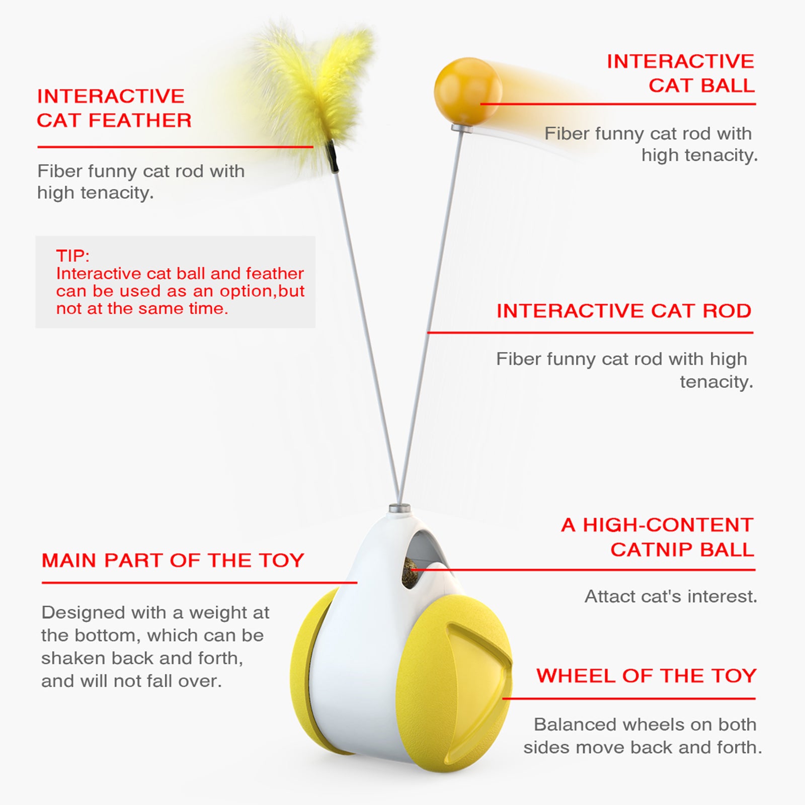 Balanced Car Chasing Pet Toy Self Interactive Cat Toy with Catnip Yellow