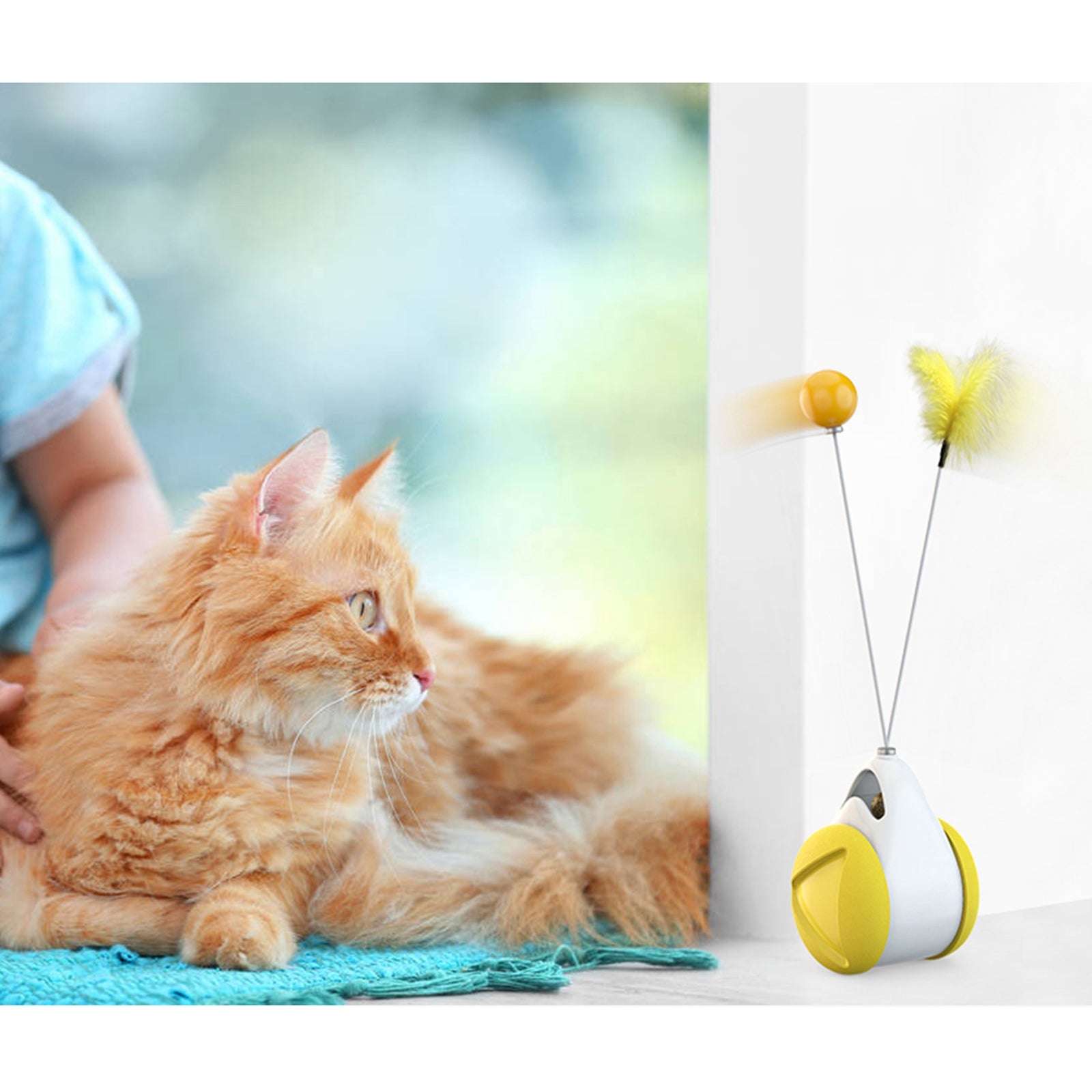 Balanced Car Chasing Pet Toy Self Interactive Cat Toy with Catnip Yellow