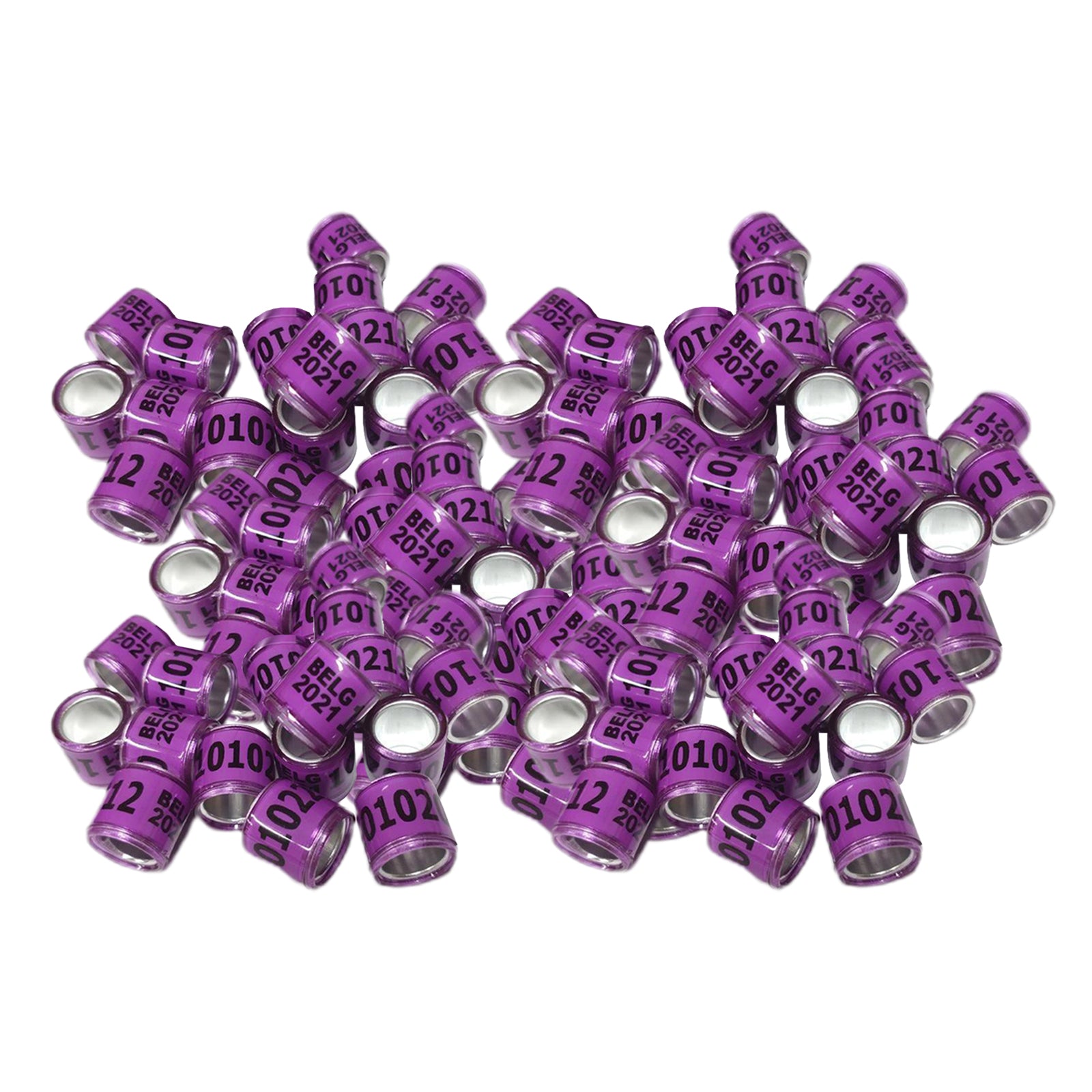 100Pcs 2021 Aluminium Bird Dove Racing Pigeon Leg Rings Bands Purple