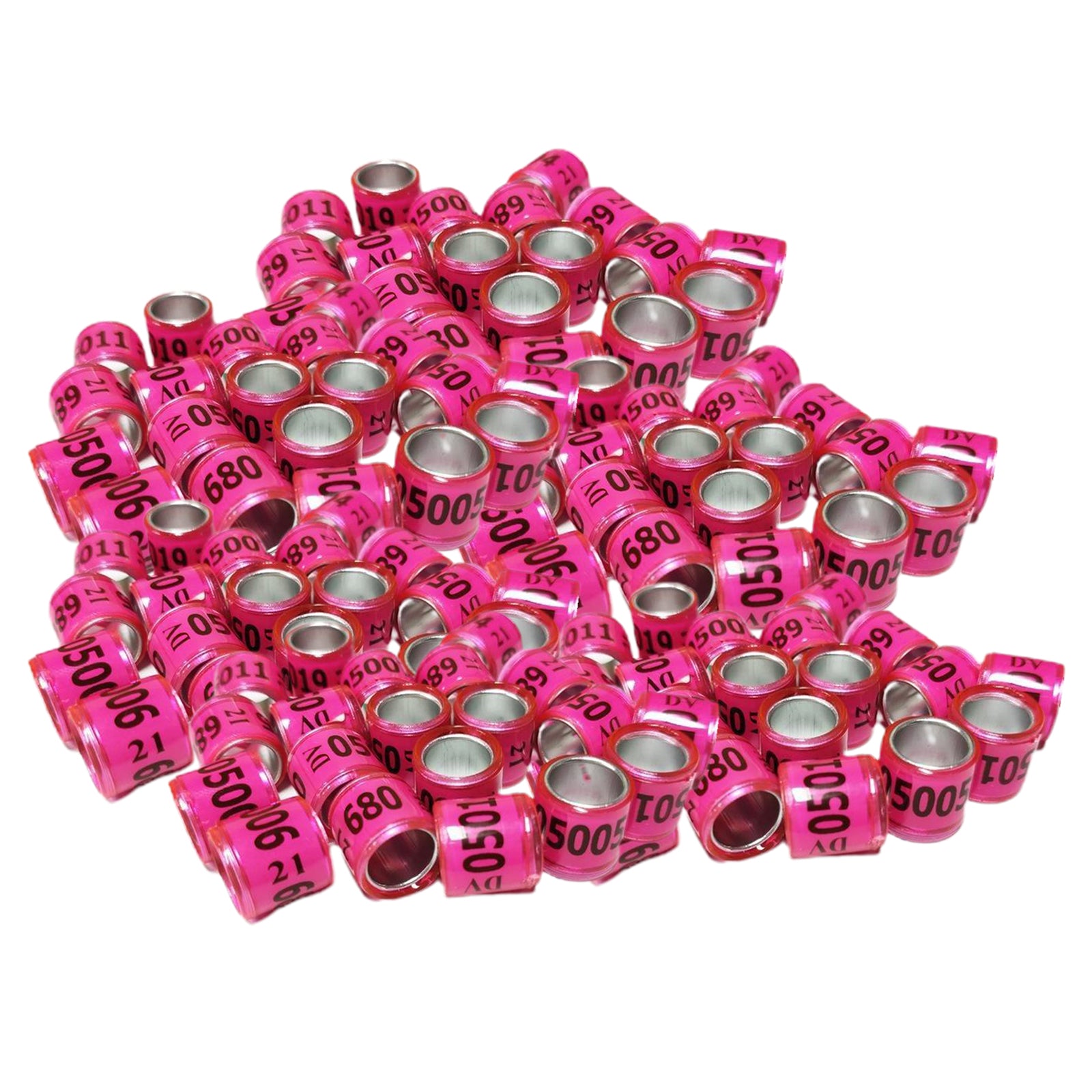 100Pcs 2021 Aluminium Bird Dove Racing Pigeon Leg Rings Bands Pink