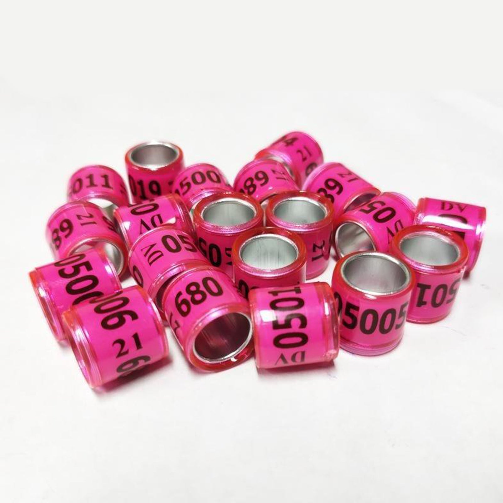 100Pcs 2021 Aluminium Bird Dove Racing Pigeon Leg Rings Bands Pink