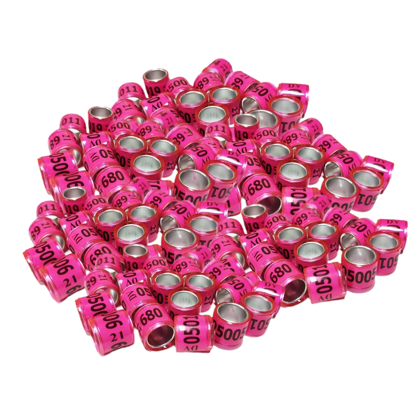 100Pcs 2021 Aluminium Bird Dove Racing Pigeon Leg Rings Bands Pink