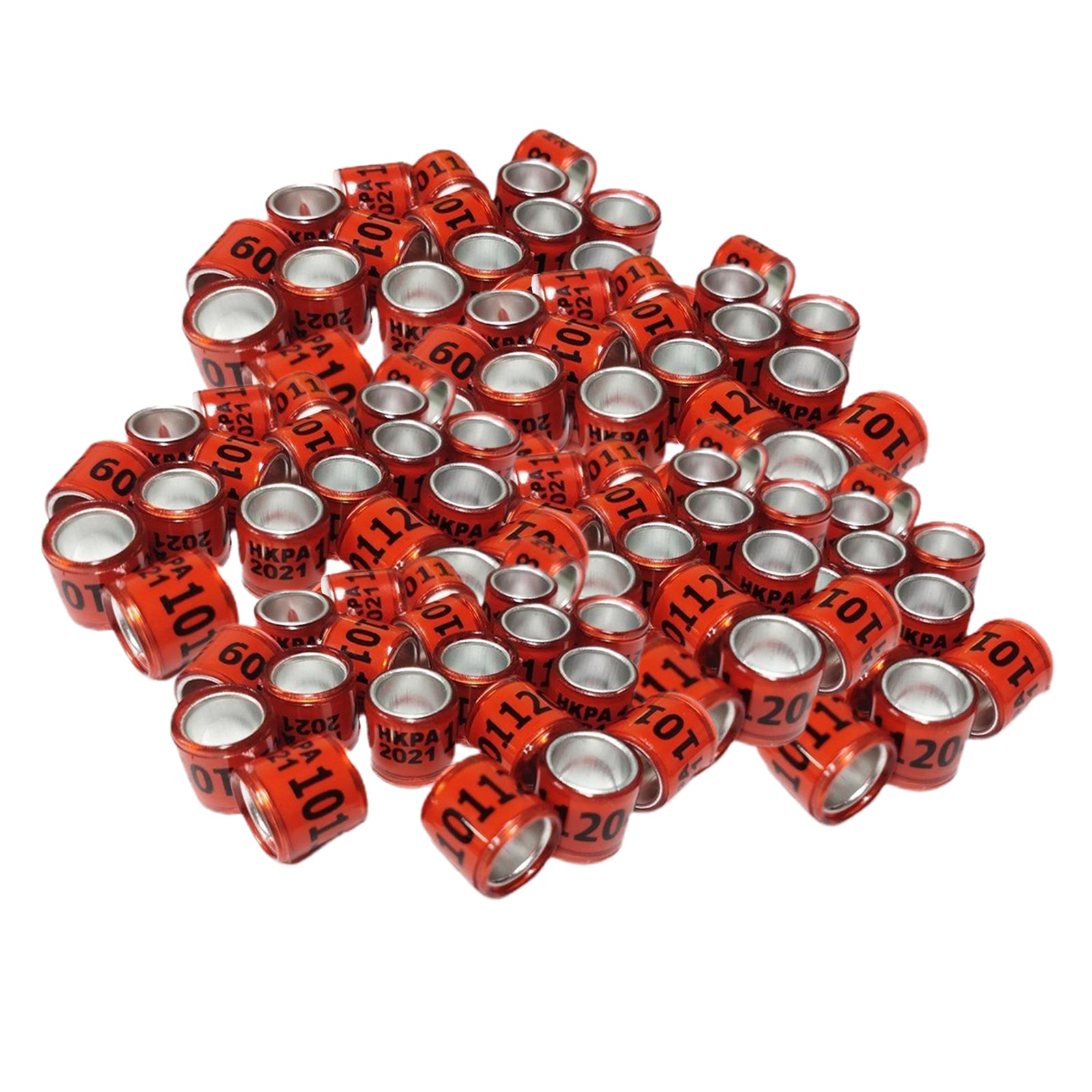 100Pcs 2021 Aluminium Bird Dove Racing Pigeon Leg Rings Bands Red