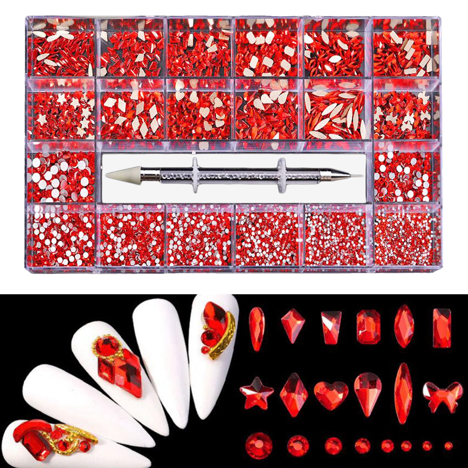 Rhinestone 3D Diamond Gem Nail Art Decor DIY Craft Jewelry Making Red