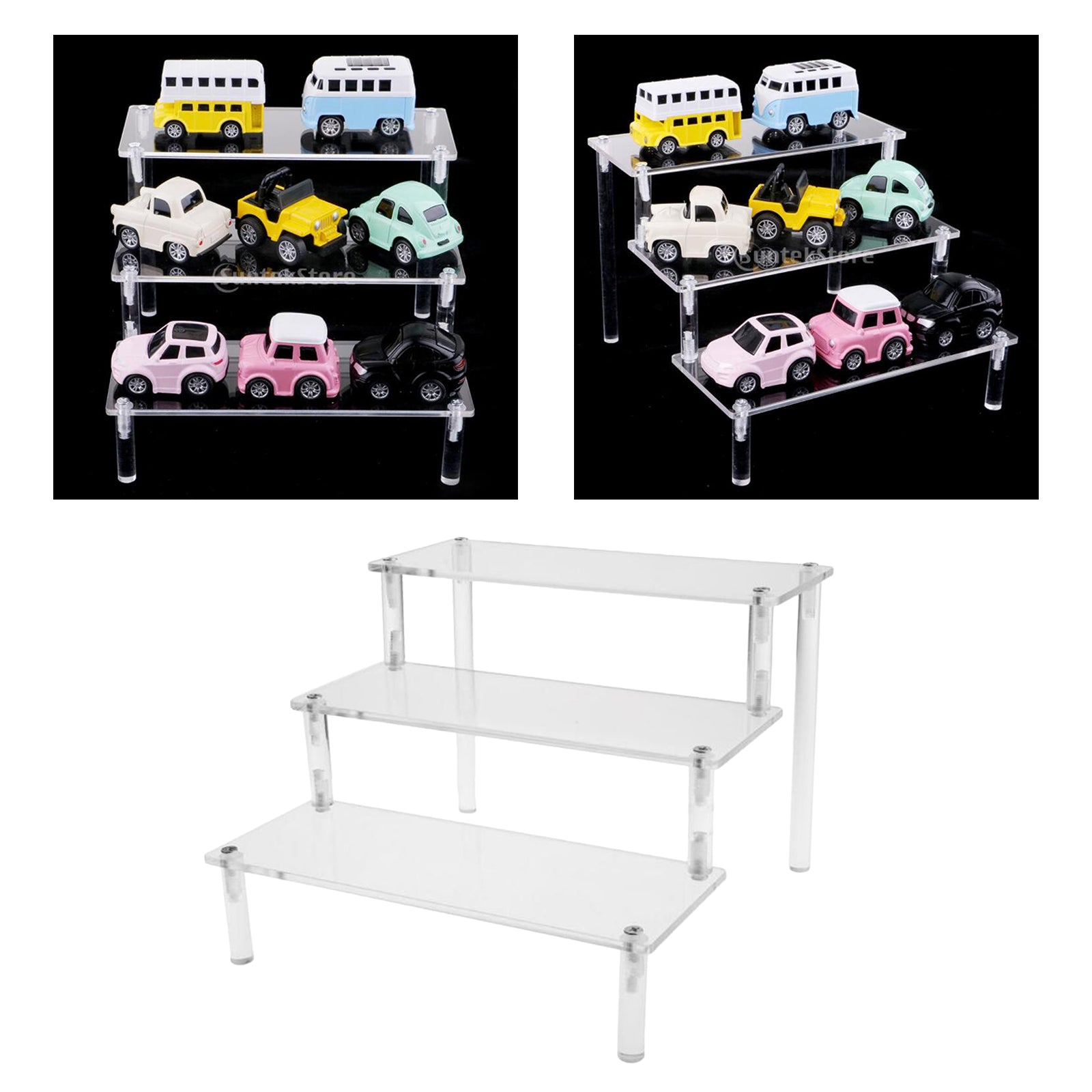 Acrylic Makeup Perfume Cupcake Car Toys Riser Display Stand Shelf Decoration Clear 40cm 3 Tier