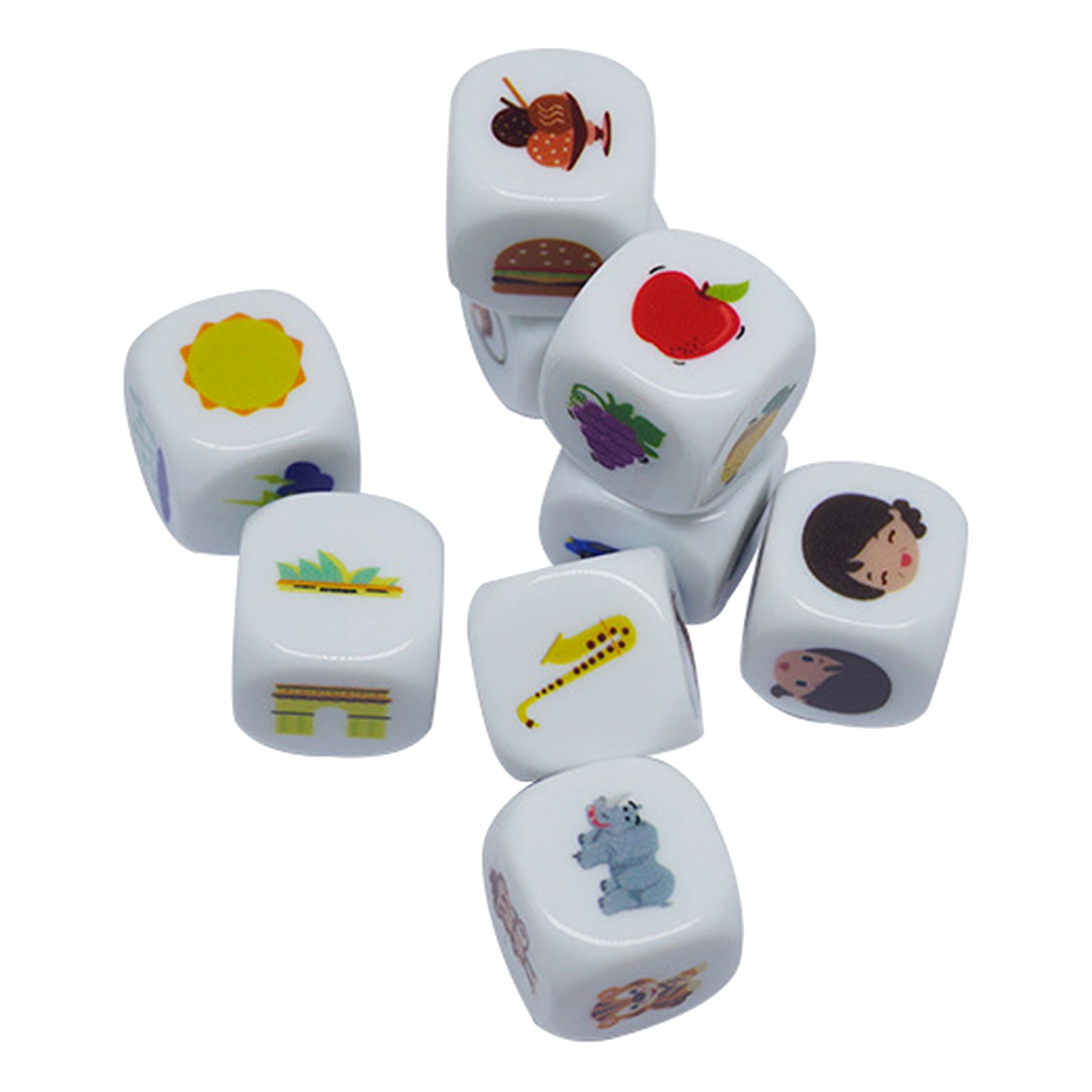 9pcs Acrylic Story Cubes Storytelling Dice Family Dice Game for Kids