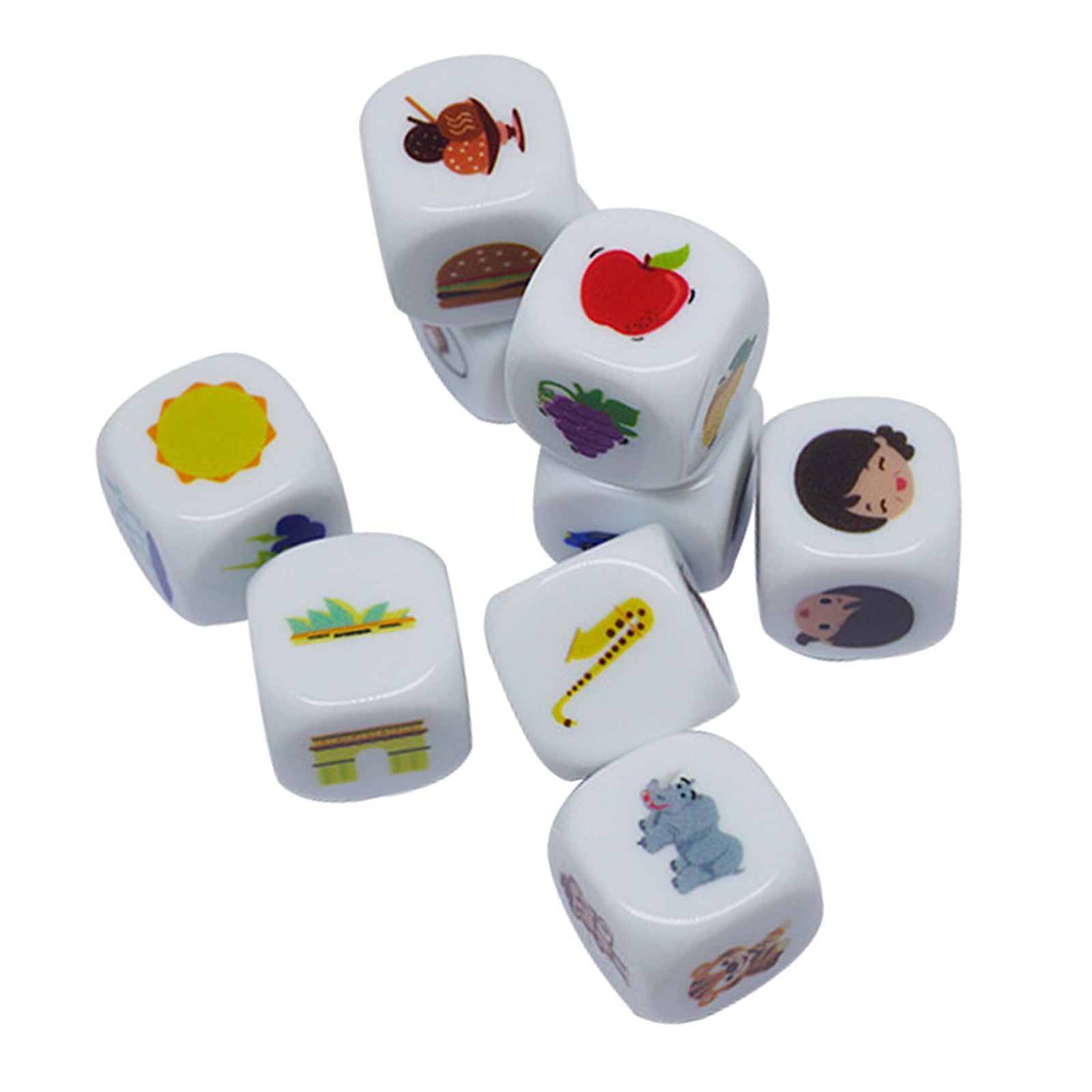 9pcs Acrylic Story Cubes Storytelling Dice Family Dice Game for Kids