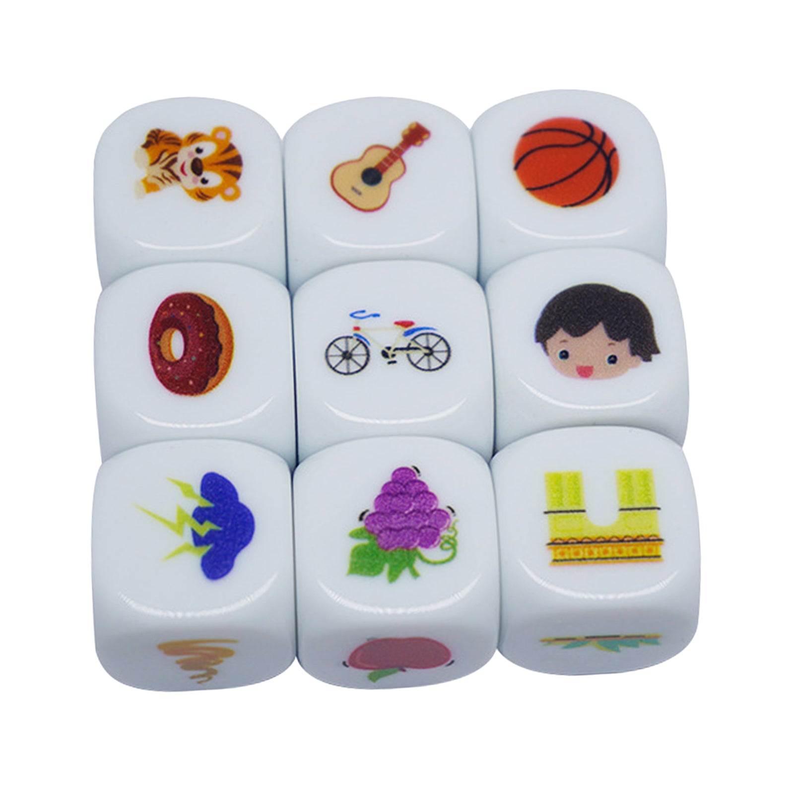 9pcs Acrylic Story Cubes Storytelling Dice Family Dice Game for Kids