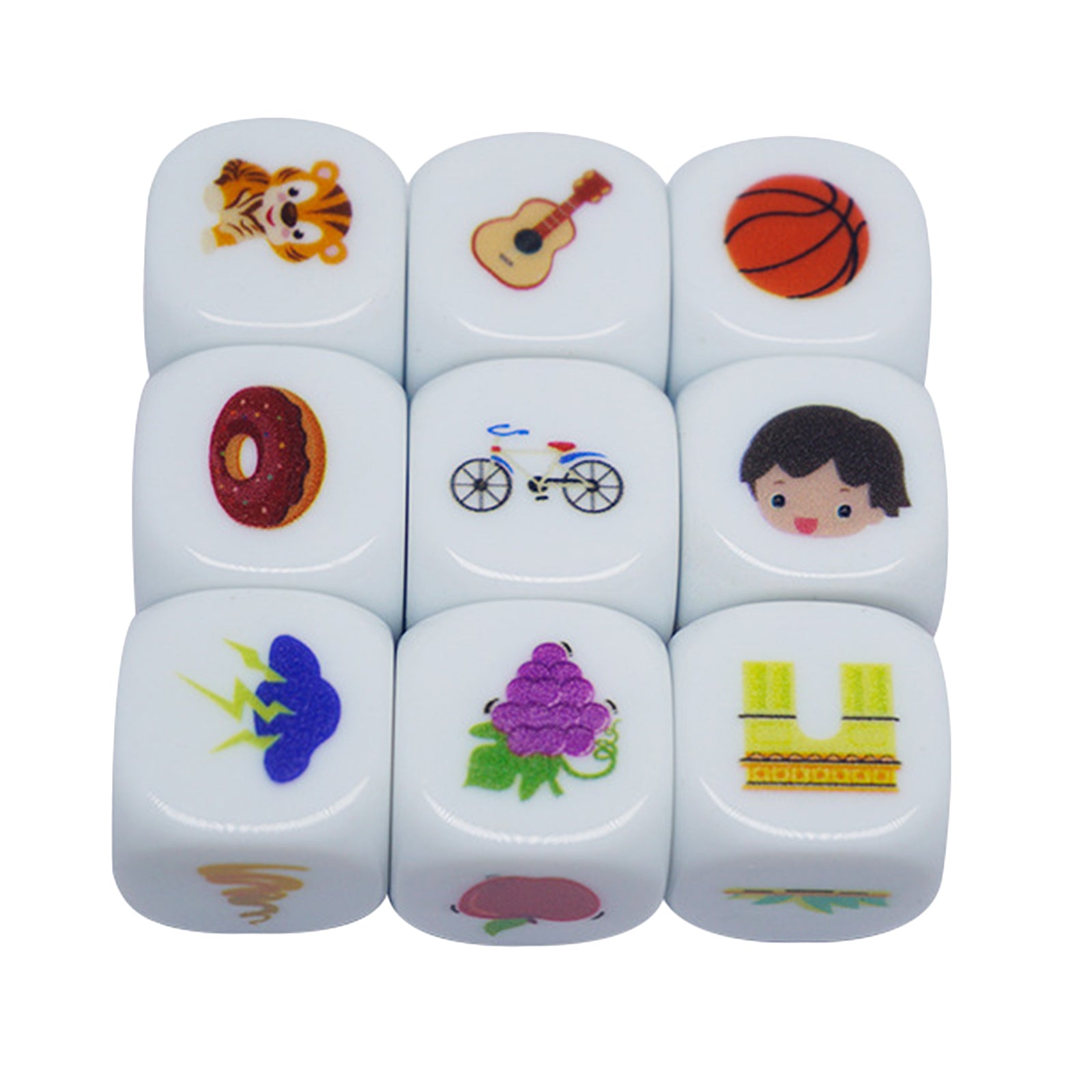 9pcs Acrylic Story Cubes Storytelling Dice Family Dice Game for Kids