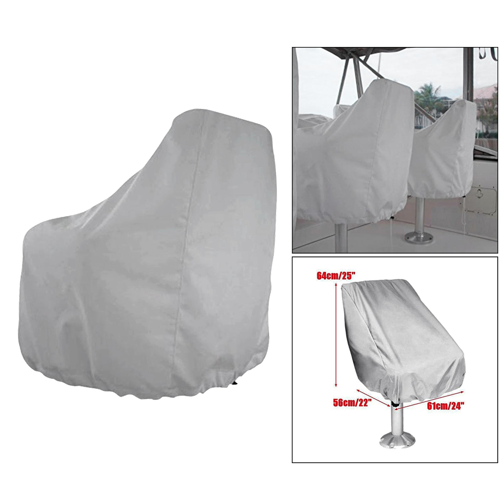 Boat Seat Cover Outdoor Yacht Waterproof Elastic Hem Protection Silver