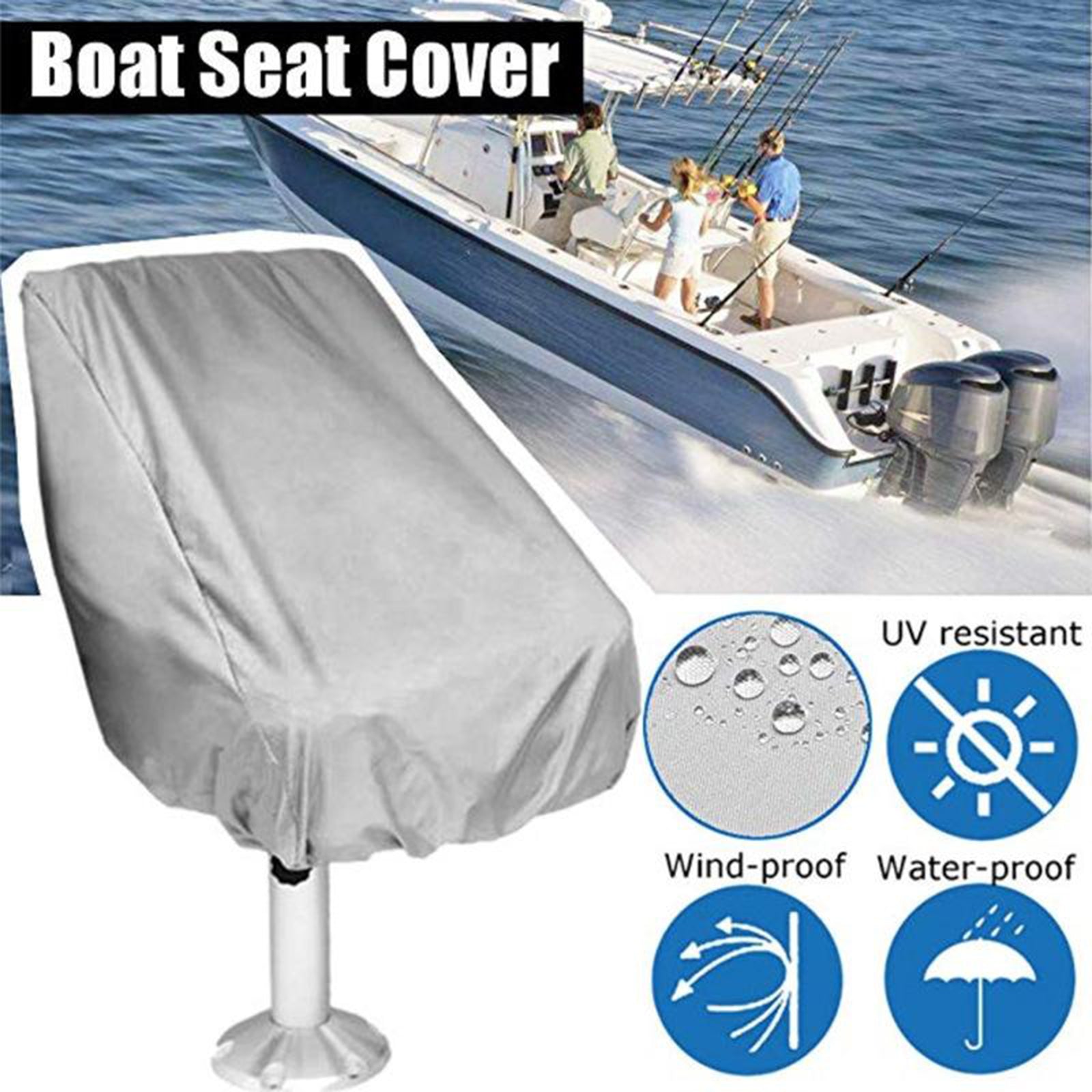 Boat Seat Cover Outdoor Yacht Waterproof Elastic Hem Protection Silver