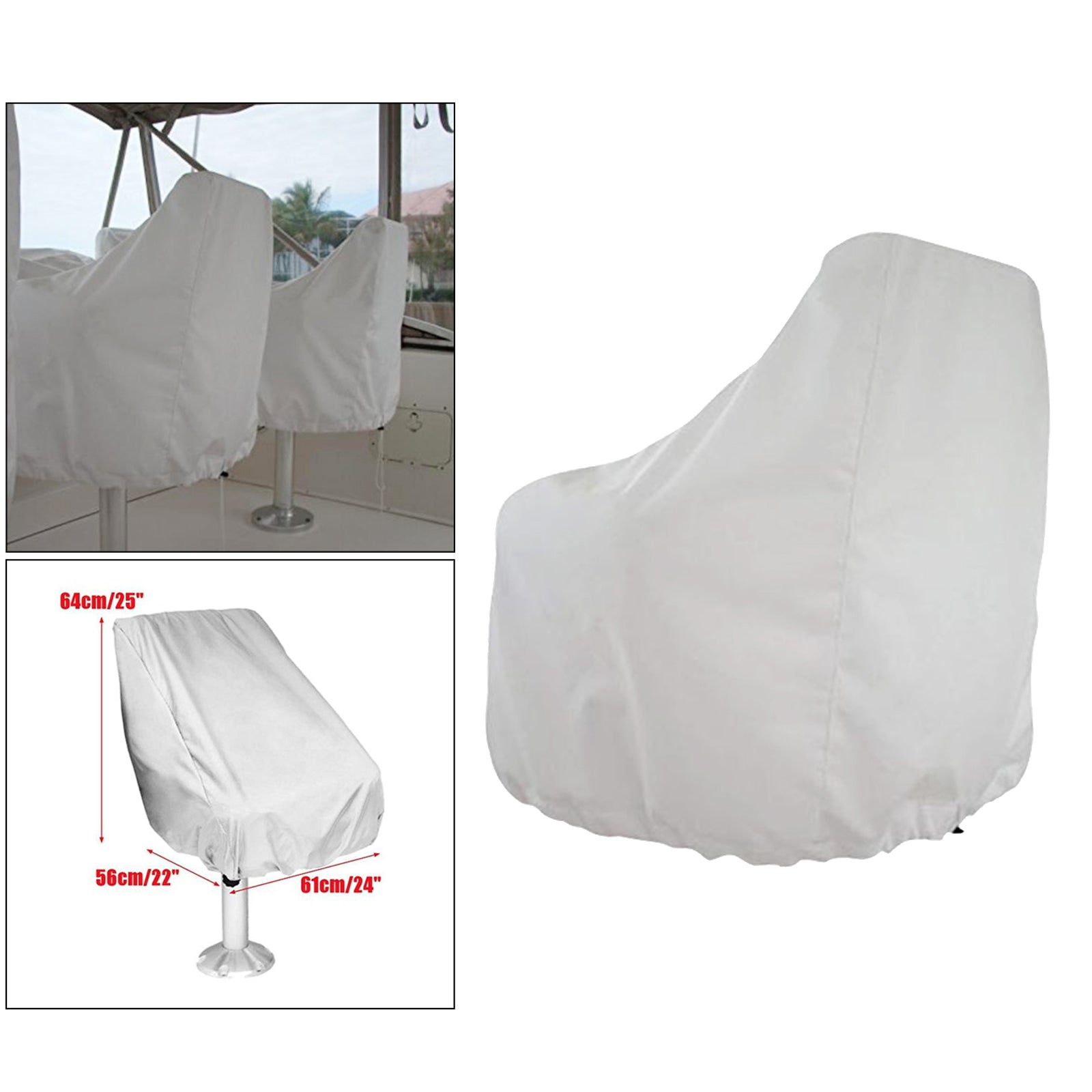 Boat Seat Cover Outdoor Yacht Waterproof Elastic Hem Protection White