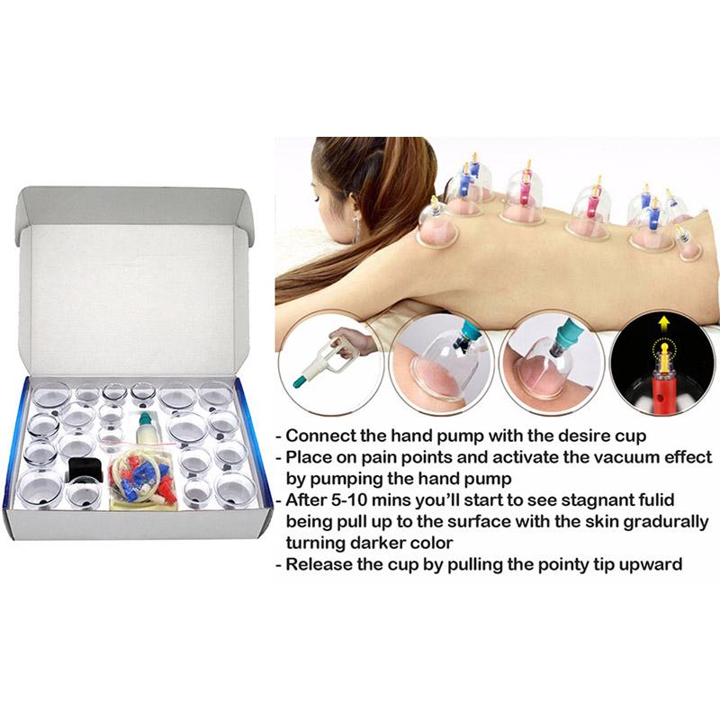 24 Cups Chinese Vacuum Cupping Body Massage Therapy Health Healthy Cup Set .