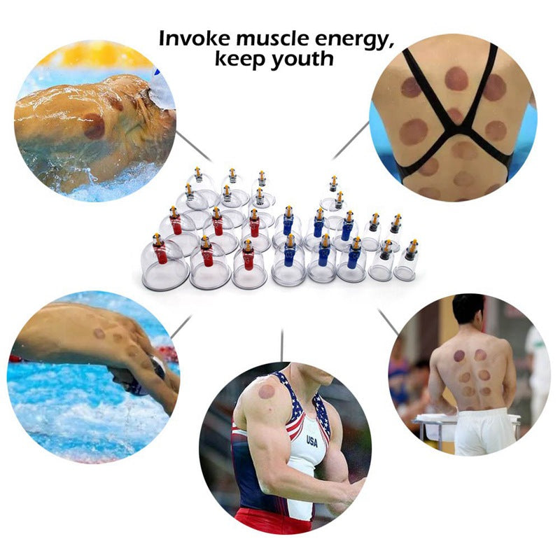 24 Cups Chinese Vacuum Cupping Body Massage Therapy Health Healthy Cup Set .