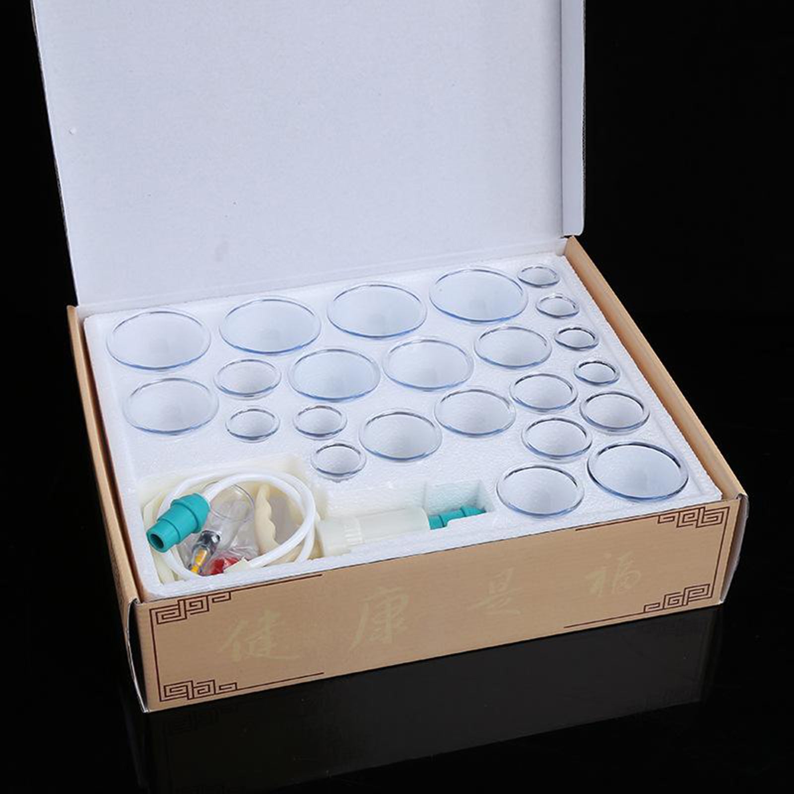 24 Cups Chinese Vacuum Cupping Body Massage Therapy Health Healthy Cup Set .