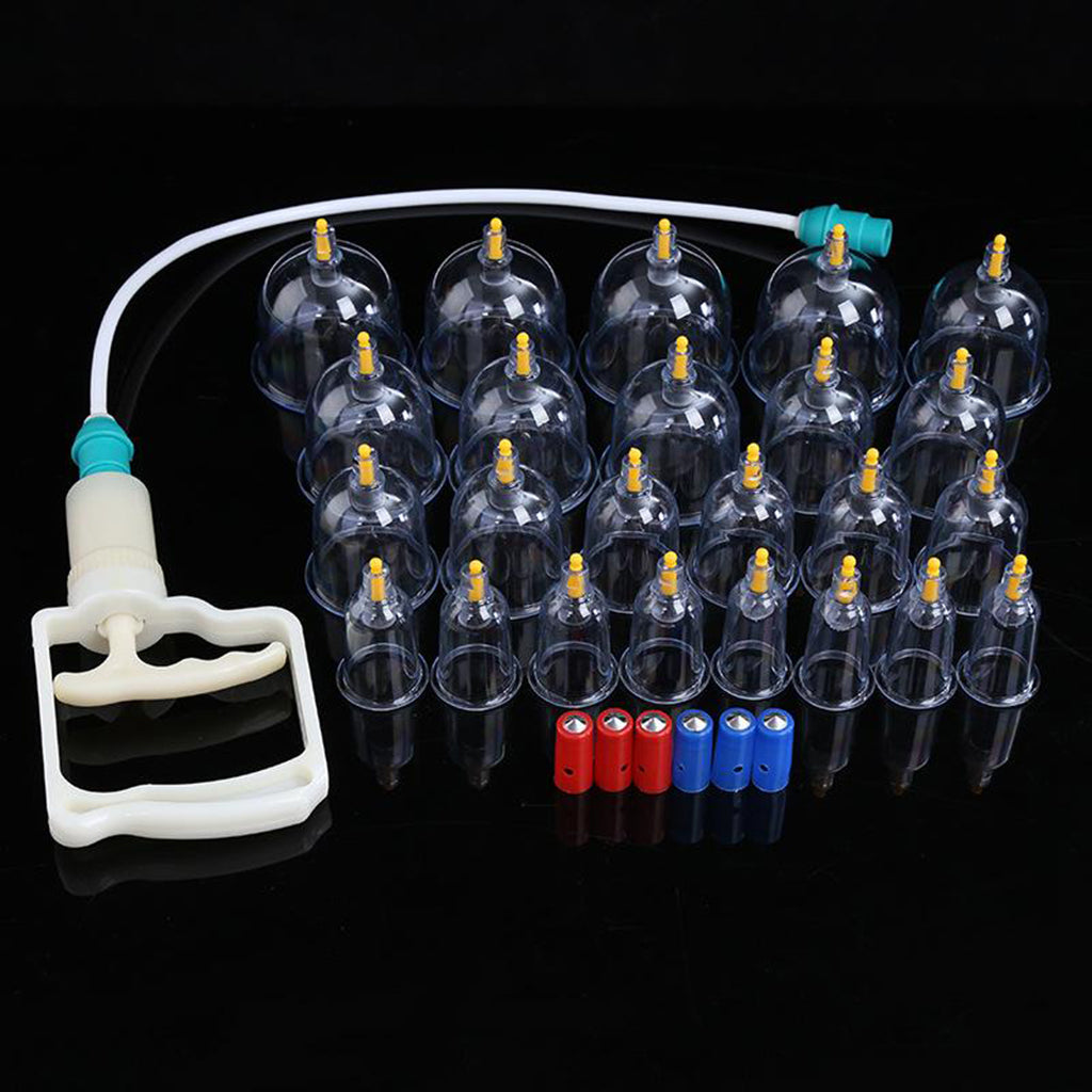 24 Cups Chinese Vacuum Cupping Body Massage Therapy Health Healthy Cup Set .