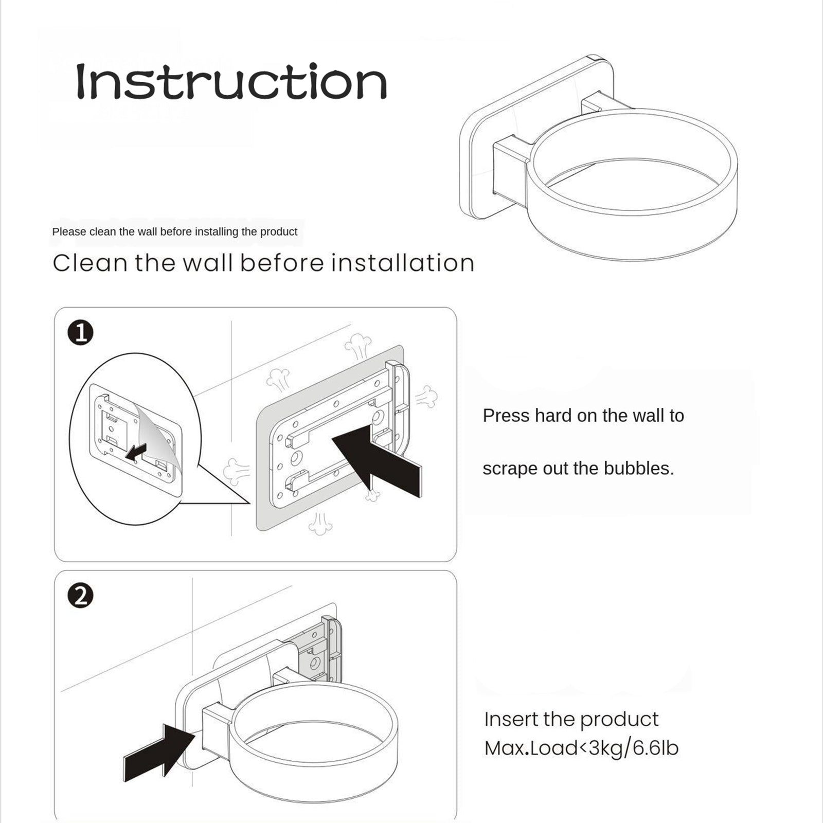 Hair Dryer Rack Bathroom Hair Dryer Holder Wall Mount for Bathroom White