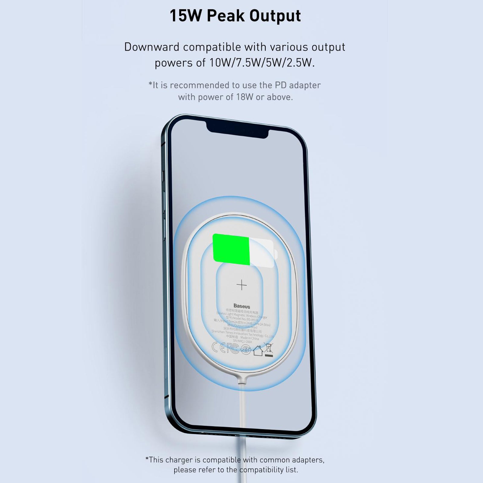 15W Magnetic Wireless Charger Charging Stand for iPhone 12 Mini 12 Pro Blue