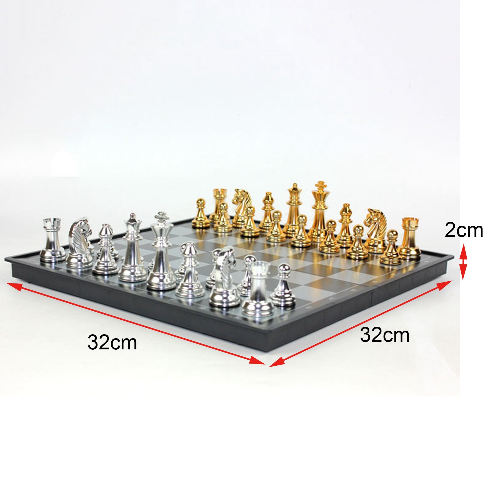 Magnetic Folding Chess Board Portable Board Game Toys Metal Chess Pieces