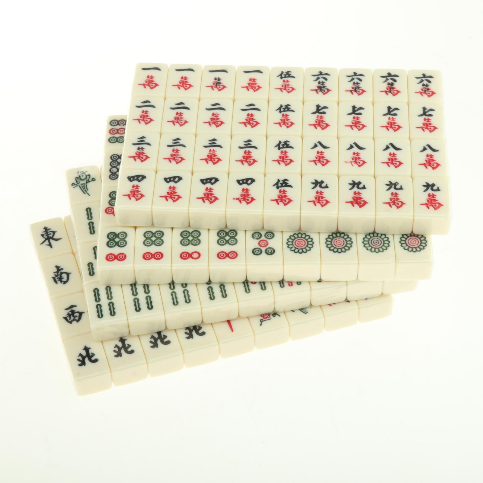 Chinese Mahjong Set Mini 144 Numbered 0.87" Tiles Majiang Mah-Jongg in Case